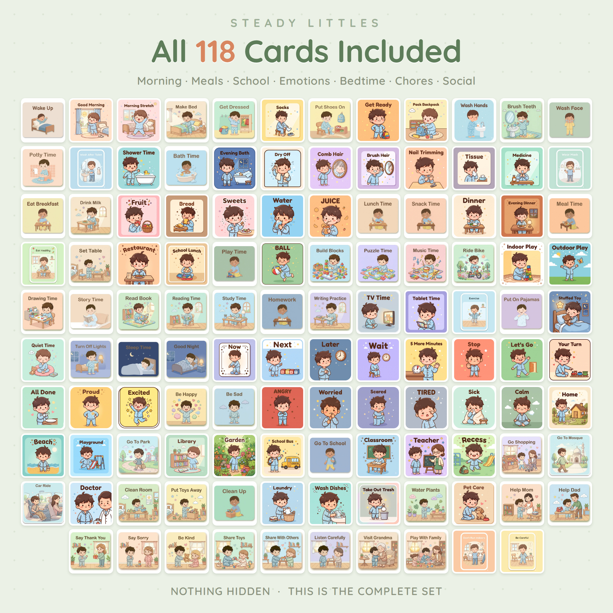 Visual Schedule & Routine Cards — 100+ Printable Icon Cards for Autism (Ages 2–8)