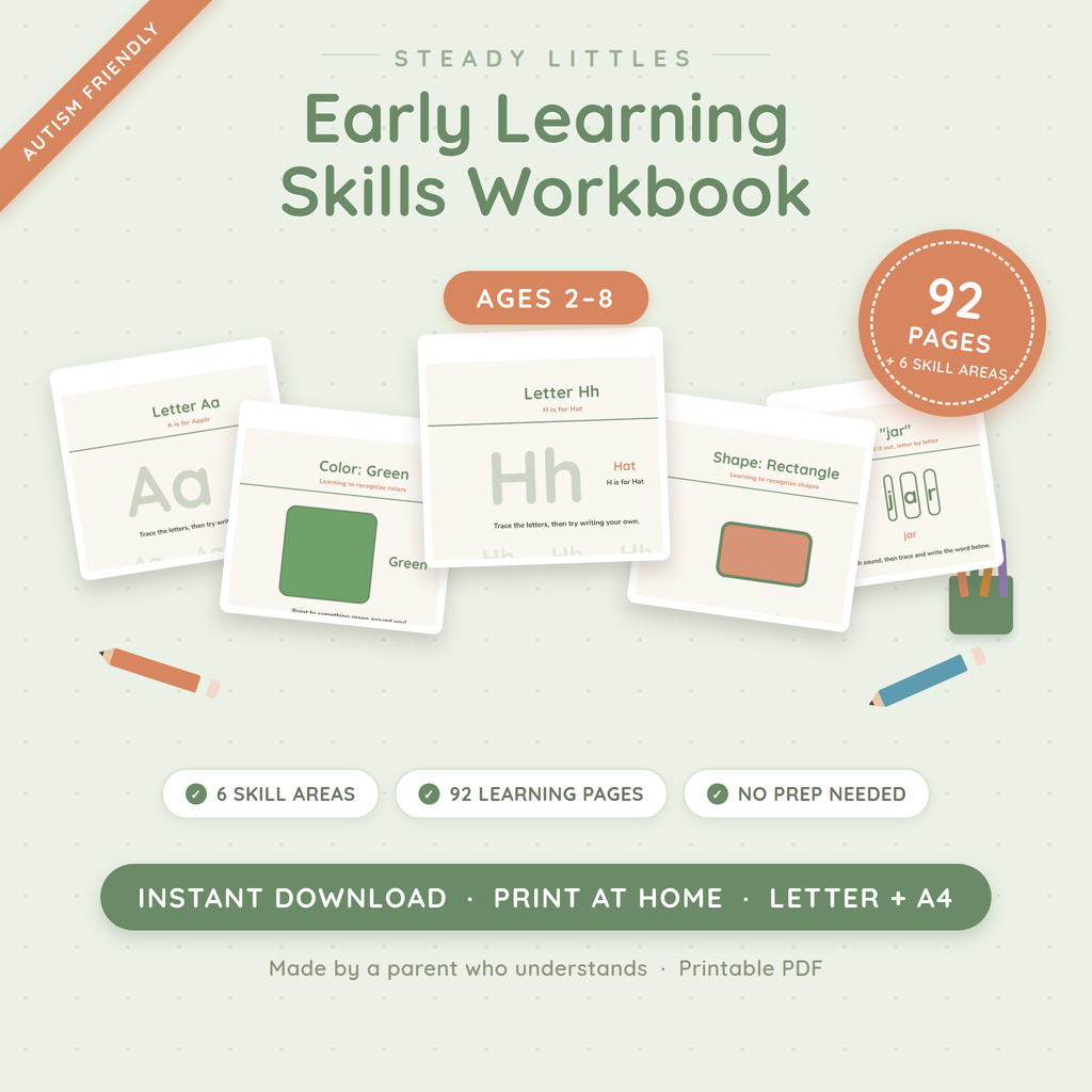 Early Learning Skills Workbook — 90+ Printable Learning Pages for Autism (Ages 2–8)