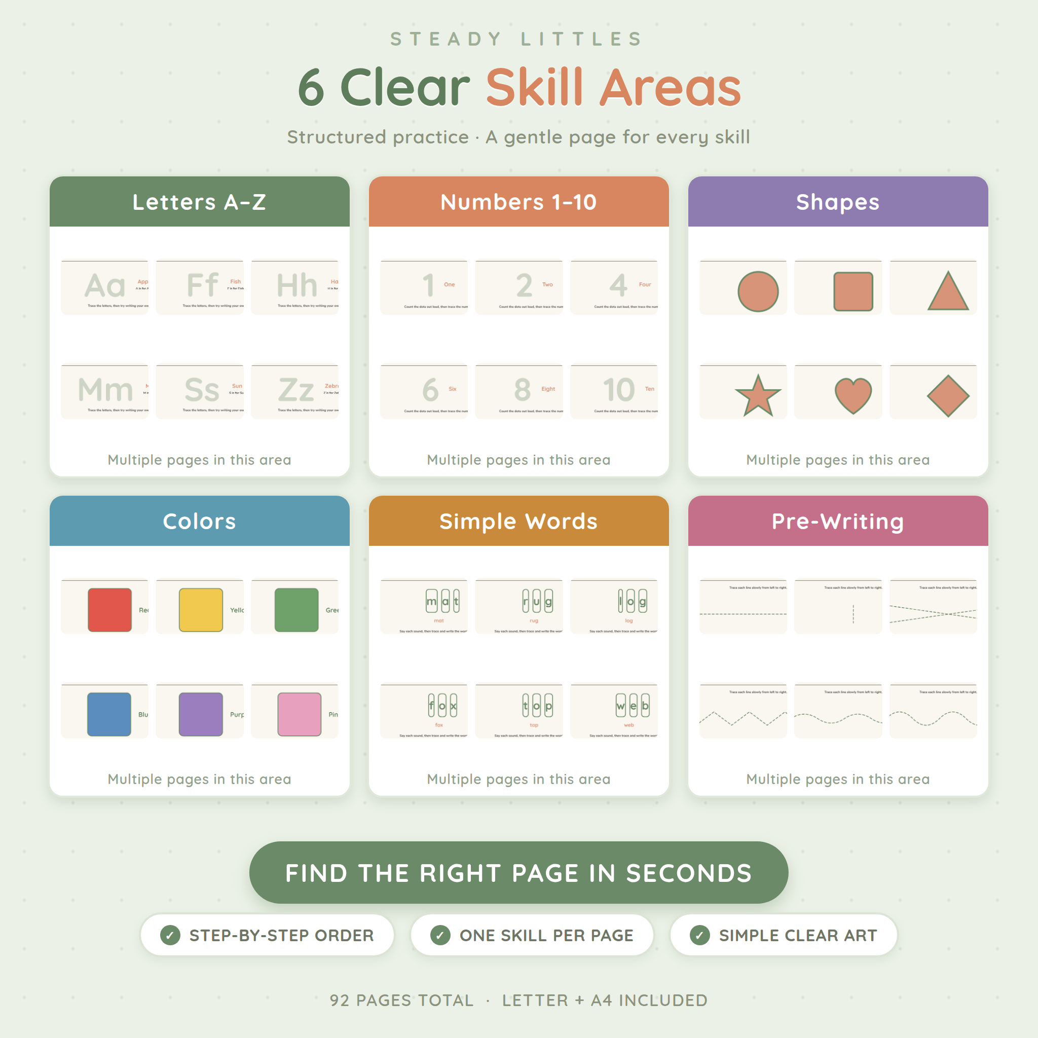Early Learning Skills Workbook — 90+ Printable Learning Pages for Autism (Ages 2–8)