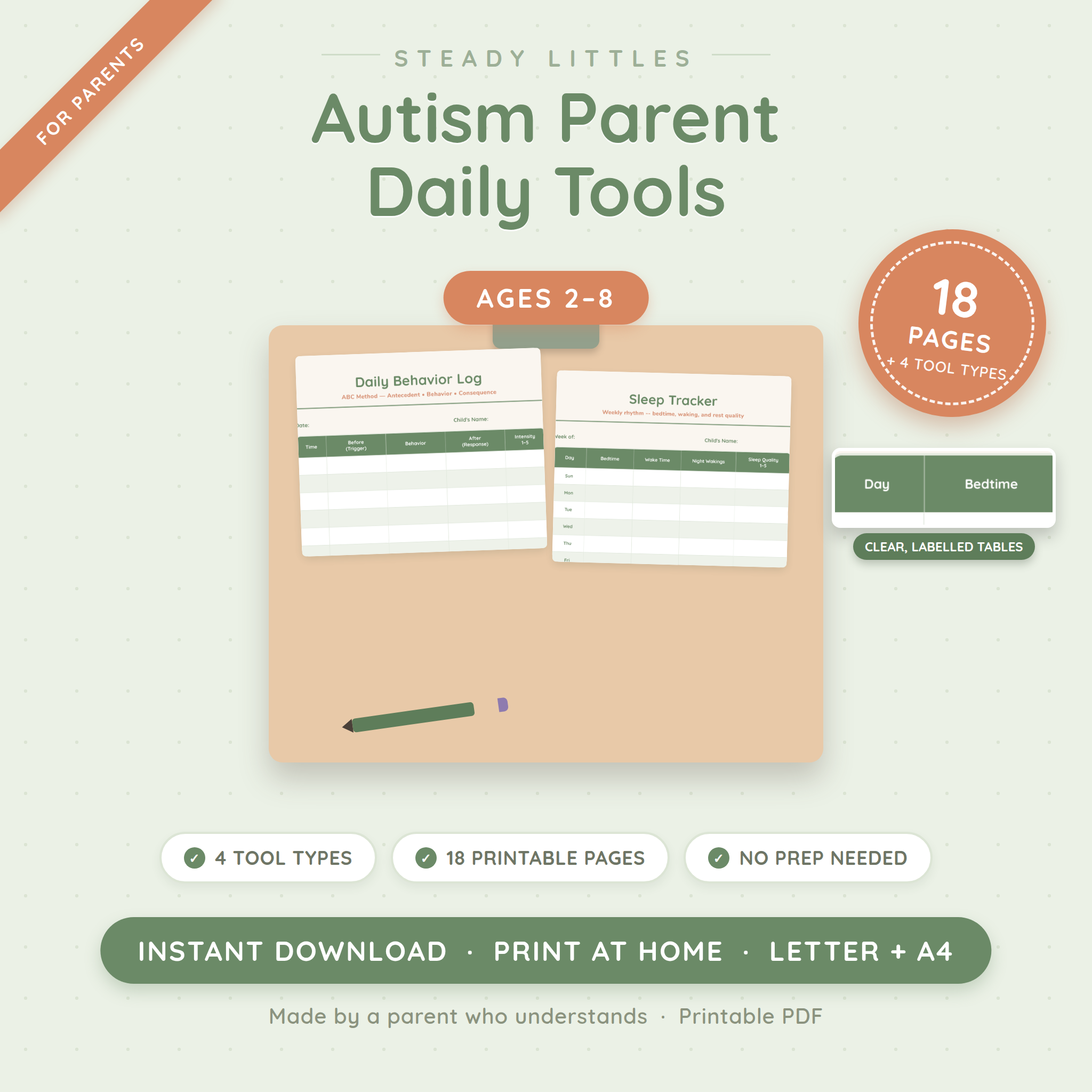 Autism Parent Daily Tools — Trackers & Planners for Autism Parents (Ages 2–8)