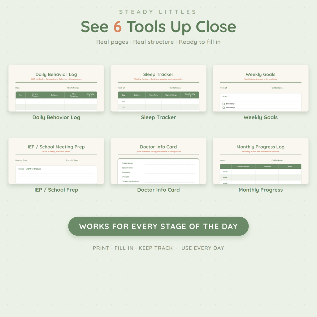 Autism Parent Daily Tools — Trackers & Planners for Autism Parents (Ages 2–8)